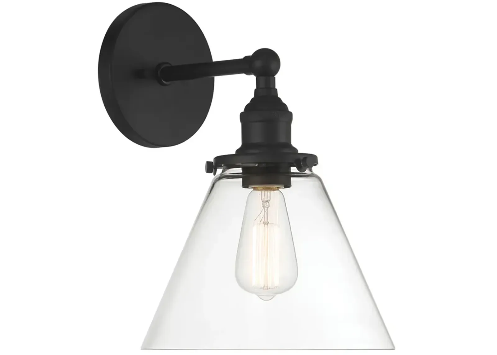 Minka Lavery Barwell 1-Light 10-in Coal Black Wall Sconce with Glass Shade