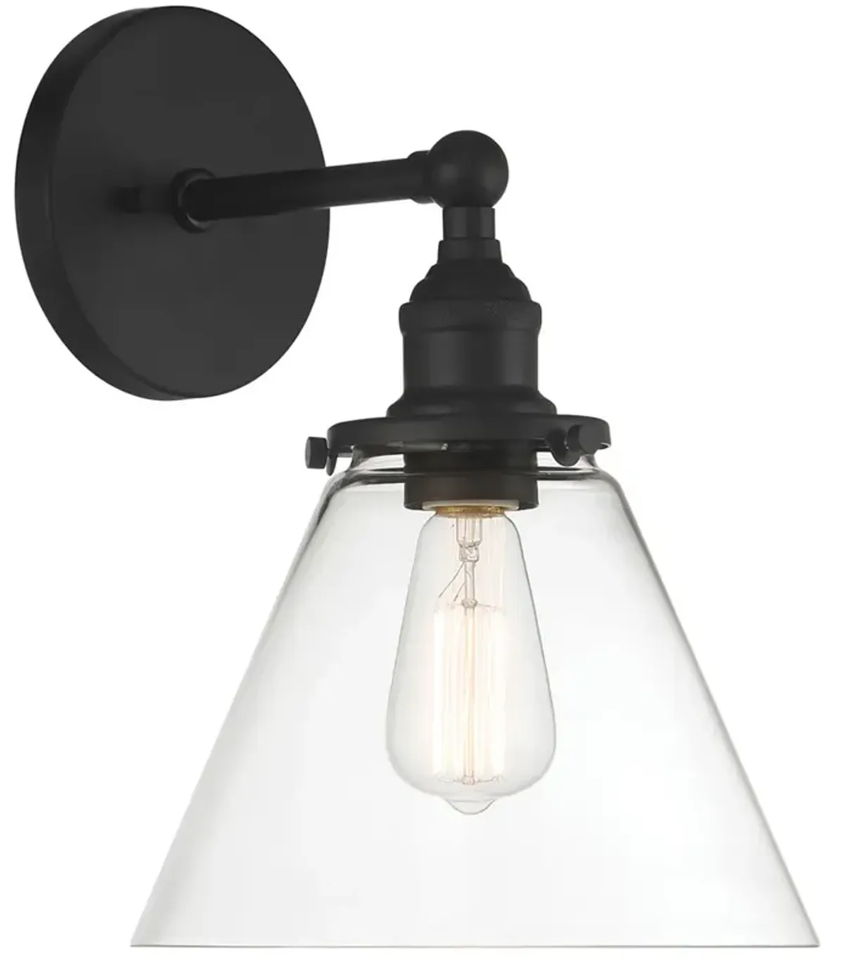 Minka Lavery Barwell 1-Light 10-in Coal Black Wall Sconce with Glass Shade