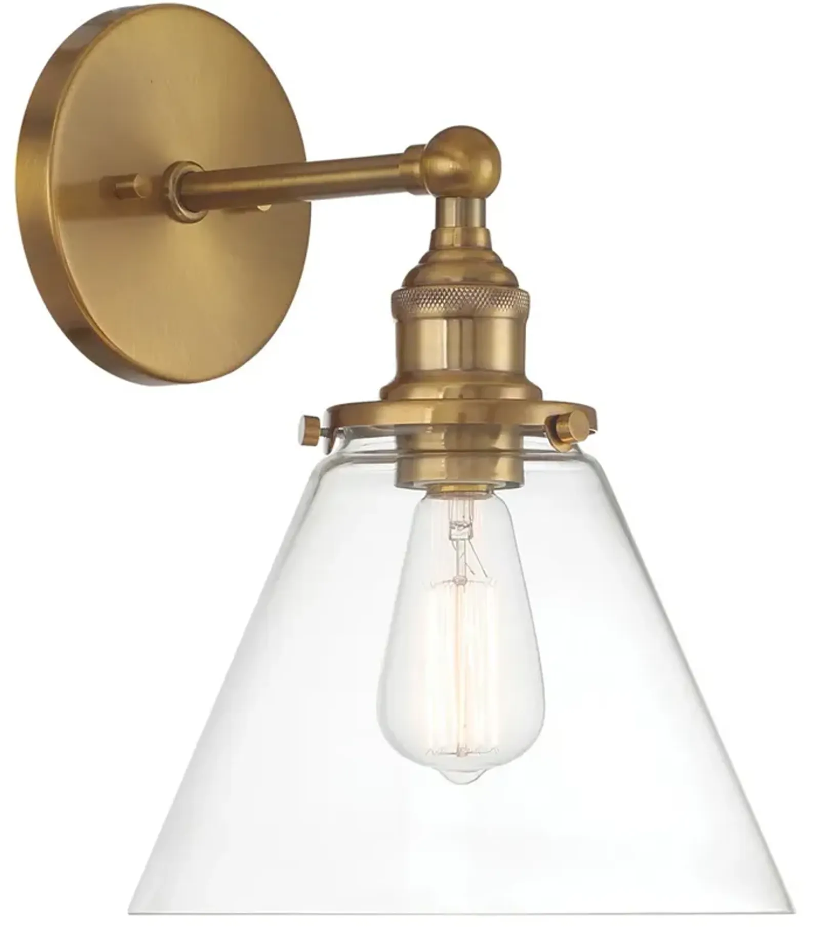 Minka Lavery Barwell 1-Light 10-in Aged Brass Wall Sconce with Glass Shade