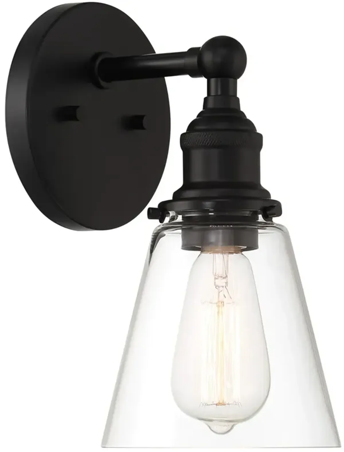 Minka Lavery Barwell 1-Light 6-in Coal Black Wall Sconce with Glass Shade