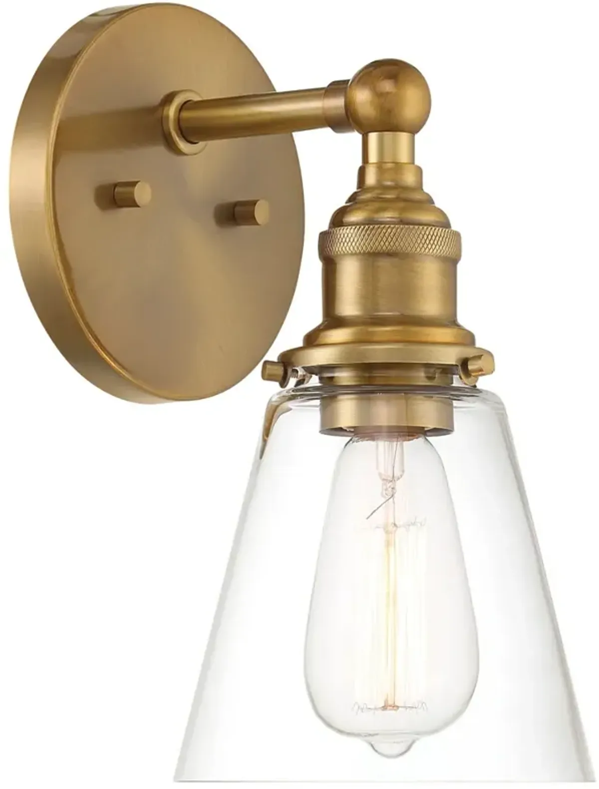 Minka Lavery Barwell 1-Light 6-in Aged Brass Wall Sconce with Glass Shade