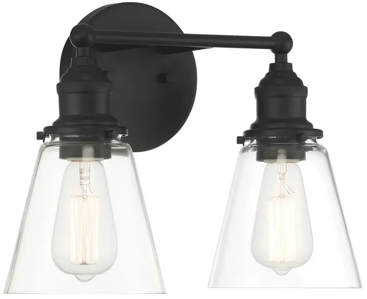 Minka Lavery Barwell 2-Light 15-in Coal Black Vanity Light