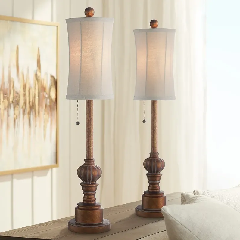 Regency Hill Bertie 28" Bronze Finish Tall Buffet Table Lamps Set of 2