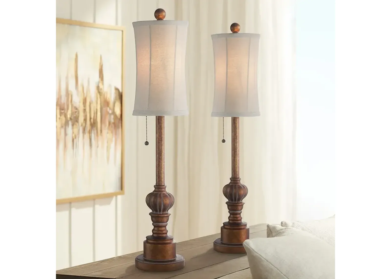 Regency Hill Bertie 28" Bronze Finish Tall Buffet Table Lamps Set of 2