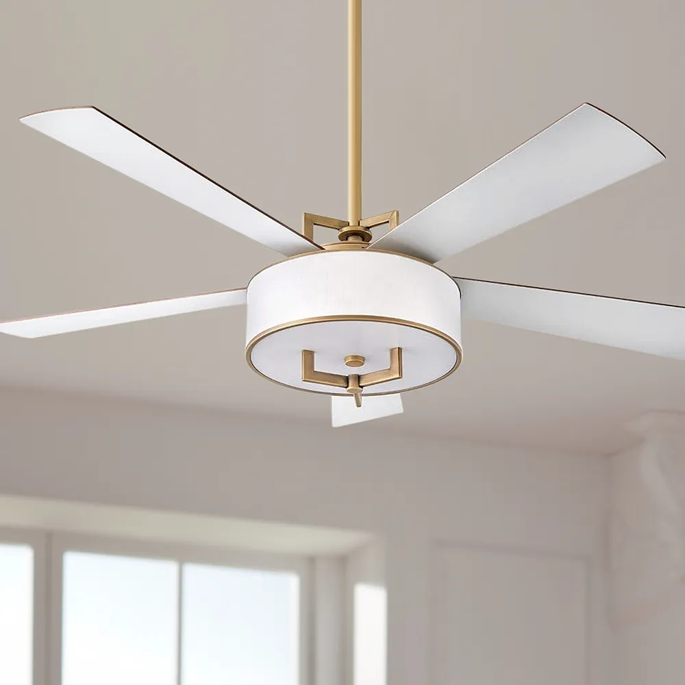 56" Hampton Heritage Brass LED Smart Ceiling Fan with Remote