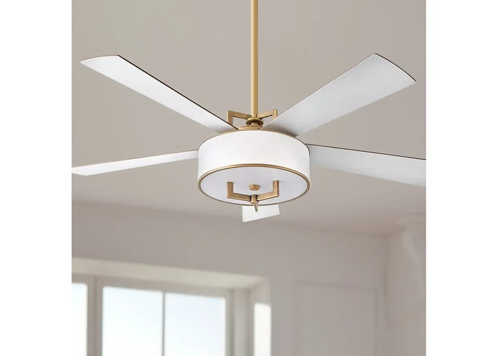 56" Hampton Heritage Brass LED Smart Ceiling Fan with Remote