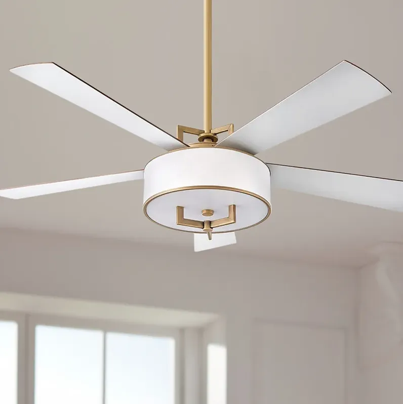 56" Hampton Heritage Brass LED Smart Ceiling Fan with Remote