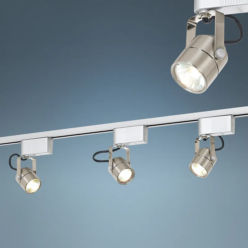 Pro Track Brushed Steel  Three Lights Track Kit For Wall or Ceiling