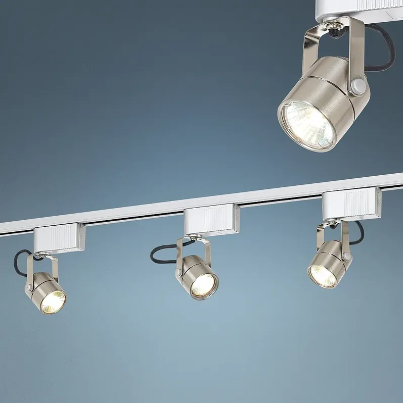 Pro Track Brushed Steel  Three Lights Track Kit For Wall or Ceiling