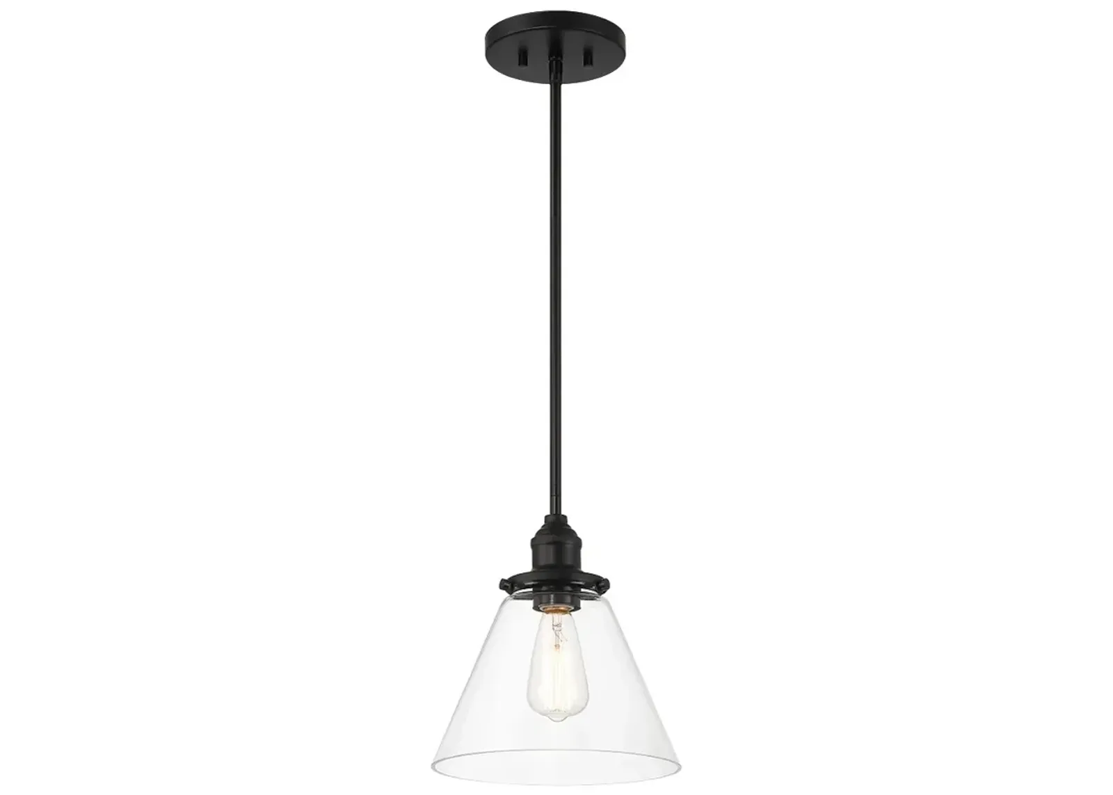 Minka Lavery Barwell 1-Light 10-in Coal Black Pendant with Glass Shade