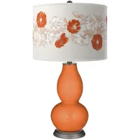 Color Plus Double Gourd 29 1/2" Rose Bouquet Celosia Orange Table Lamp