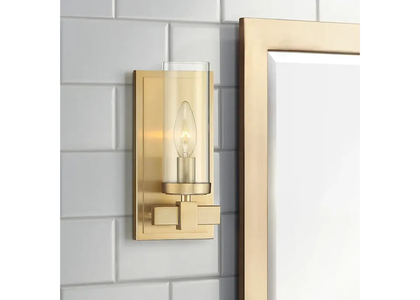 Stiffel Aron 10 3/4" High Brass w/Glass Shade Wall Sconce