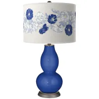 Color Plus Double Gourd 29 1/2" Rose Bouquet Dazzling Blue Table Lamp