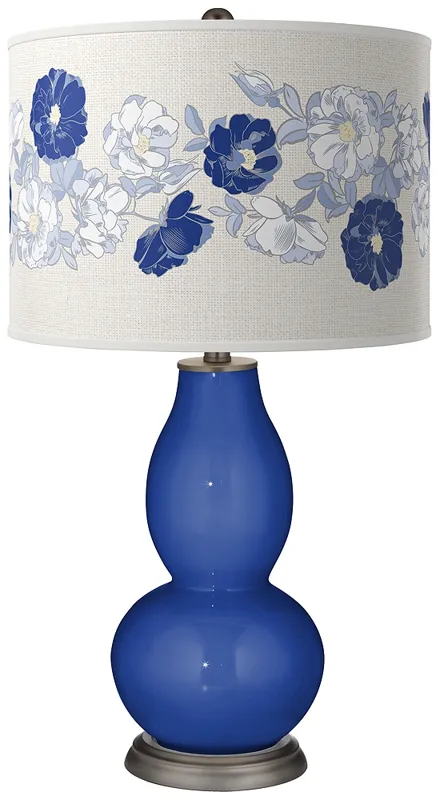 Color Plus Double Gourd 29 1/2" Rose Bouquet Dazzling Blue Table Lamp