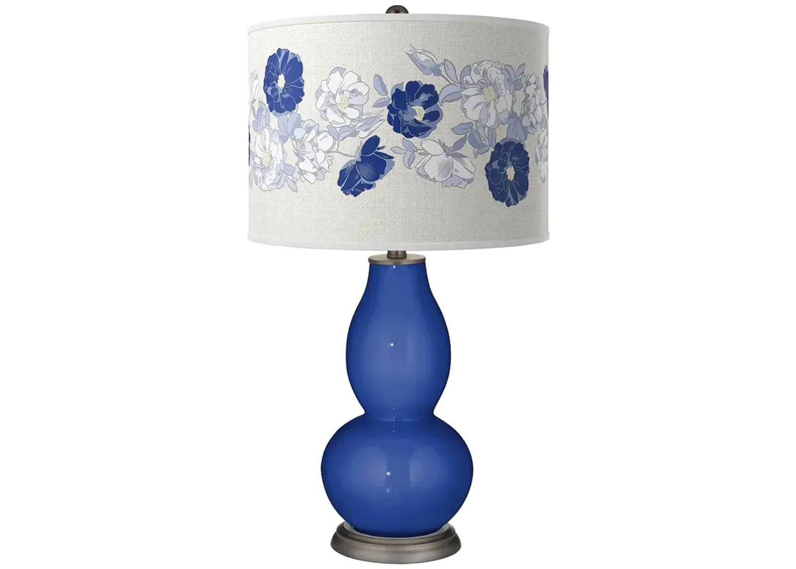 Color Plus Double Gourd 29 1/2" Rose Bouquet Dazzling Blue Table Lamp