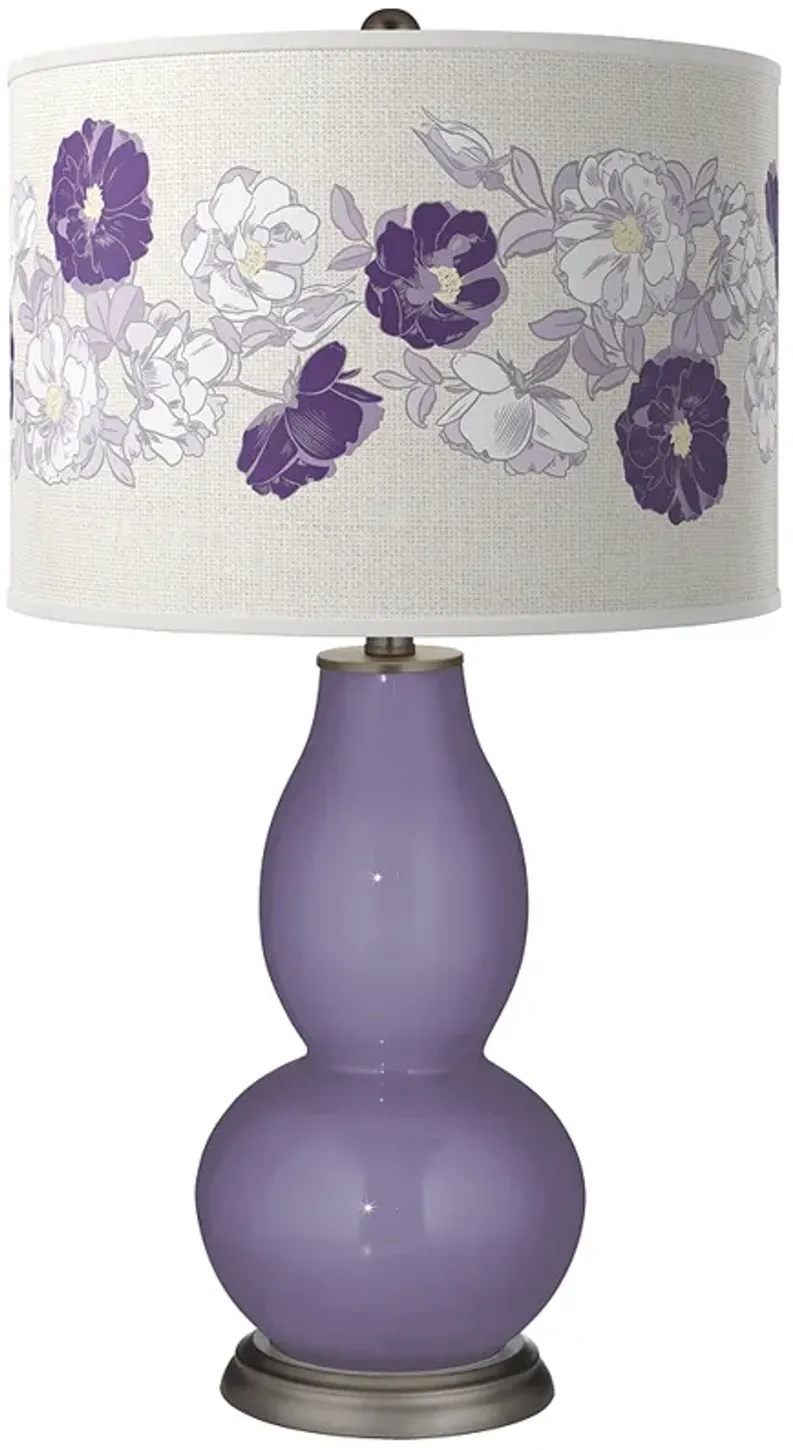 Color Plus Double Gourd 29 1/2" Rose Bouquet Purple Haze Table Lamp