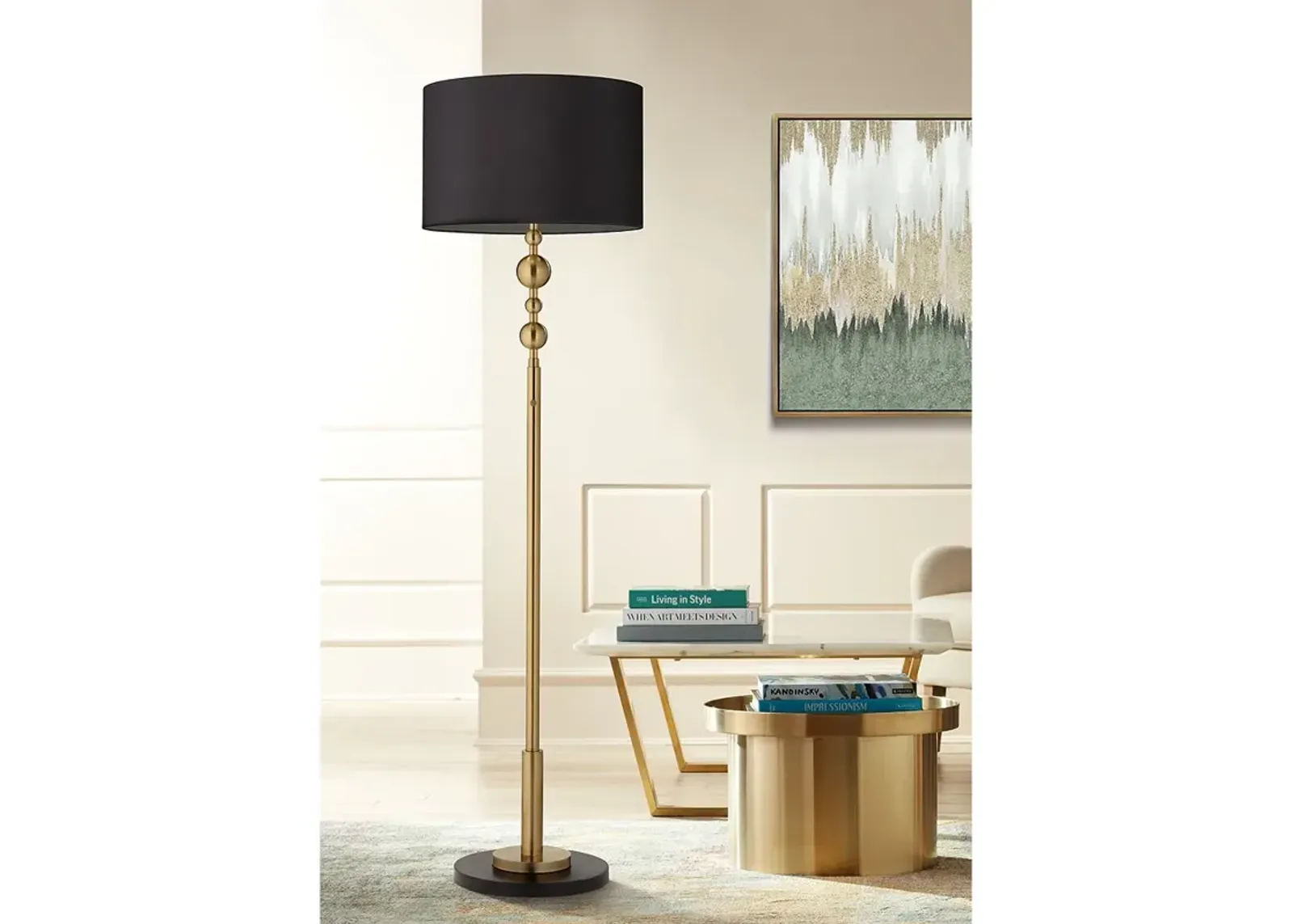 Possini Euro Summit Black Shade 71" High Light Blaster Tall Floor Lamp