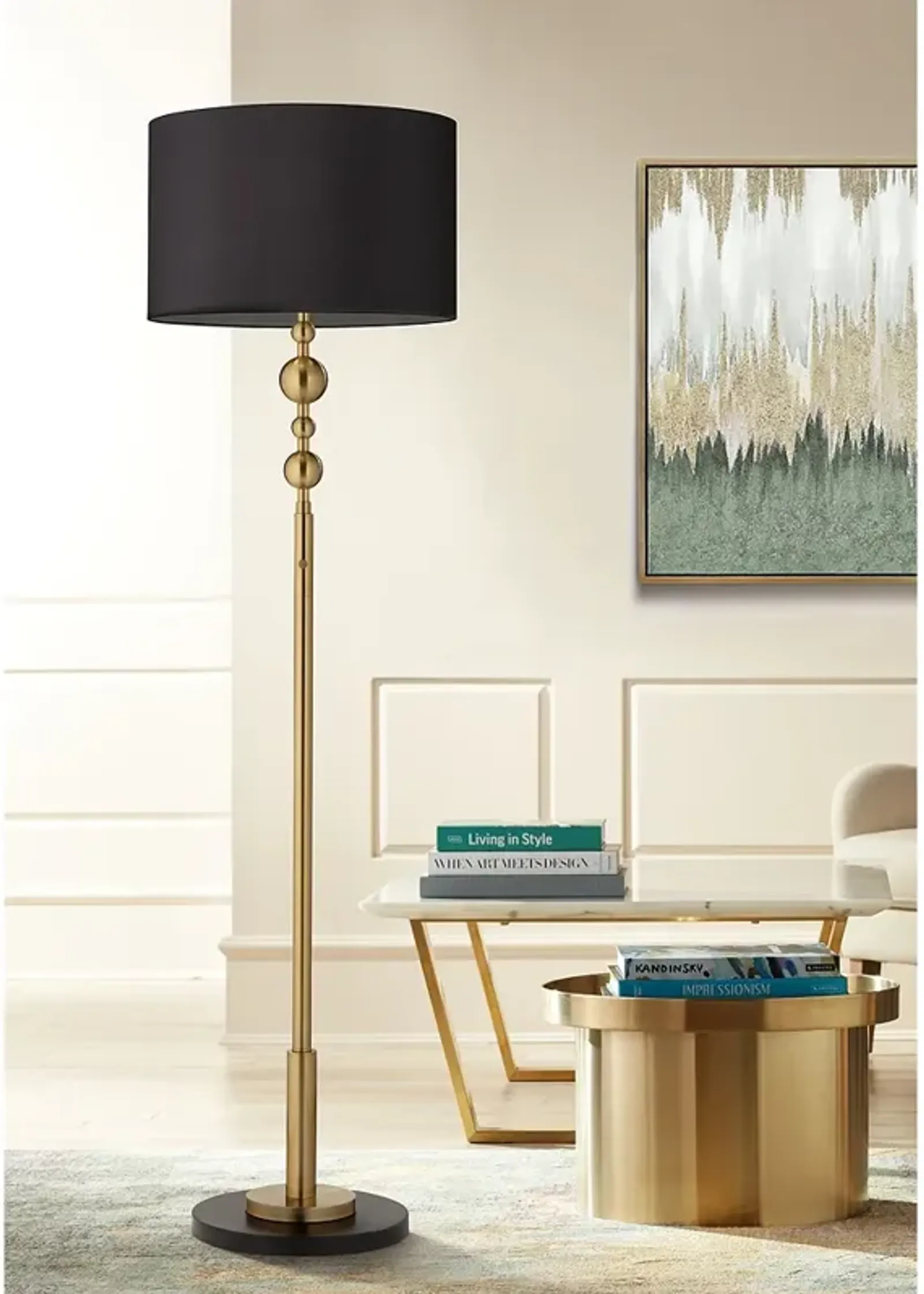 Possini Euro Summit Black Shade 71" High Light Blaster Tall Floor Lamp