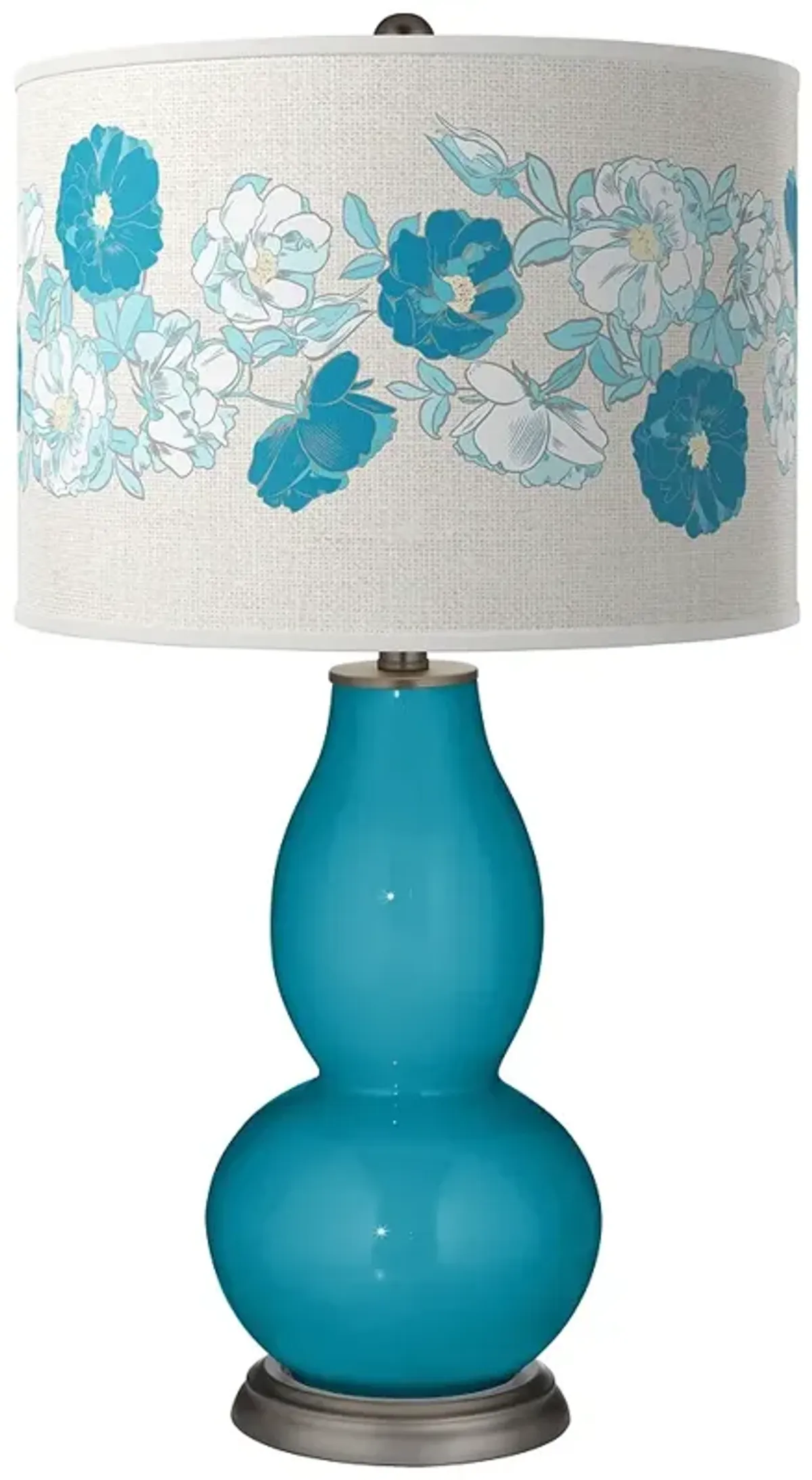 Color Plus Double Gourd 29 1/2" Rose Bouquet Caribbean Sea Table Lamp