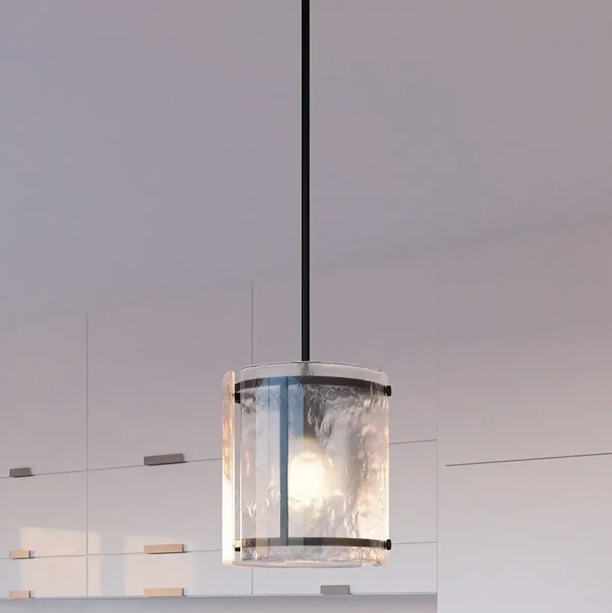 Quoizel Fortress 9 1/4" Wide Earth Black Textured Glass Mini Pendant