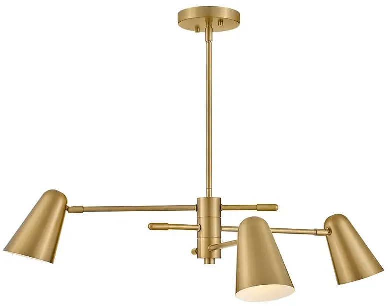 LARK BIRDIE Three Light Convertible Mobile Single Tier Lacquered Brass