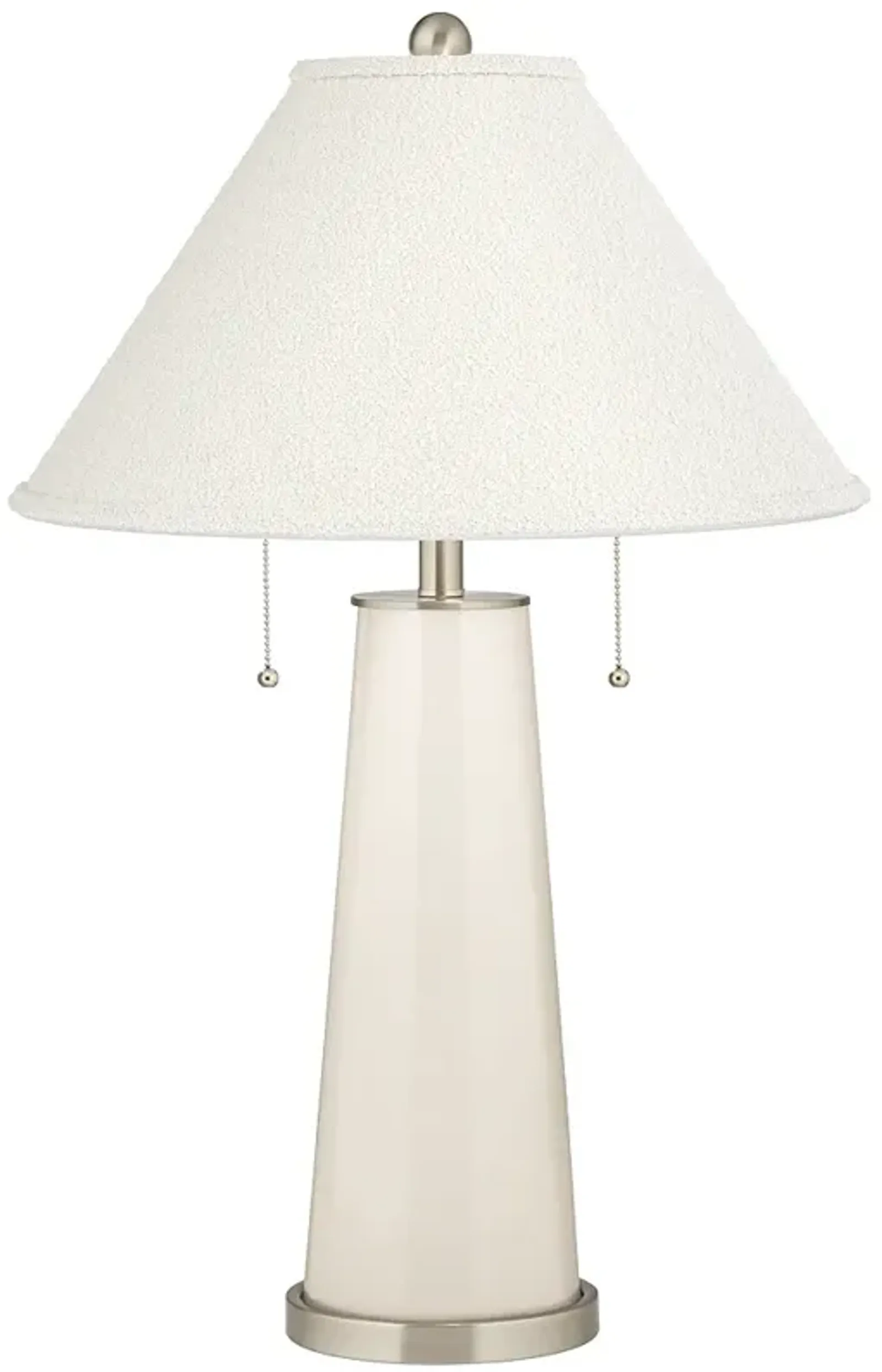 Possini Euro 28" White Boucle Shade White Glass Table Lamp