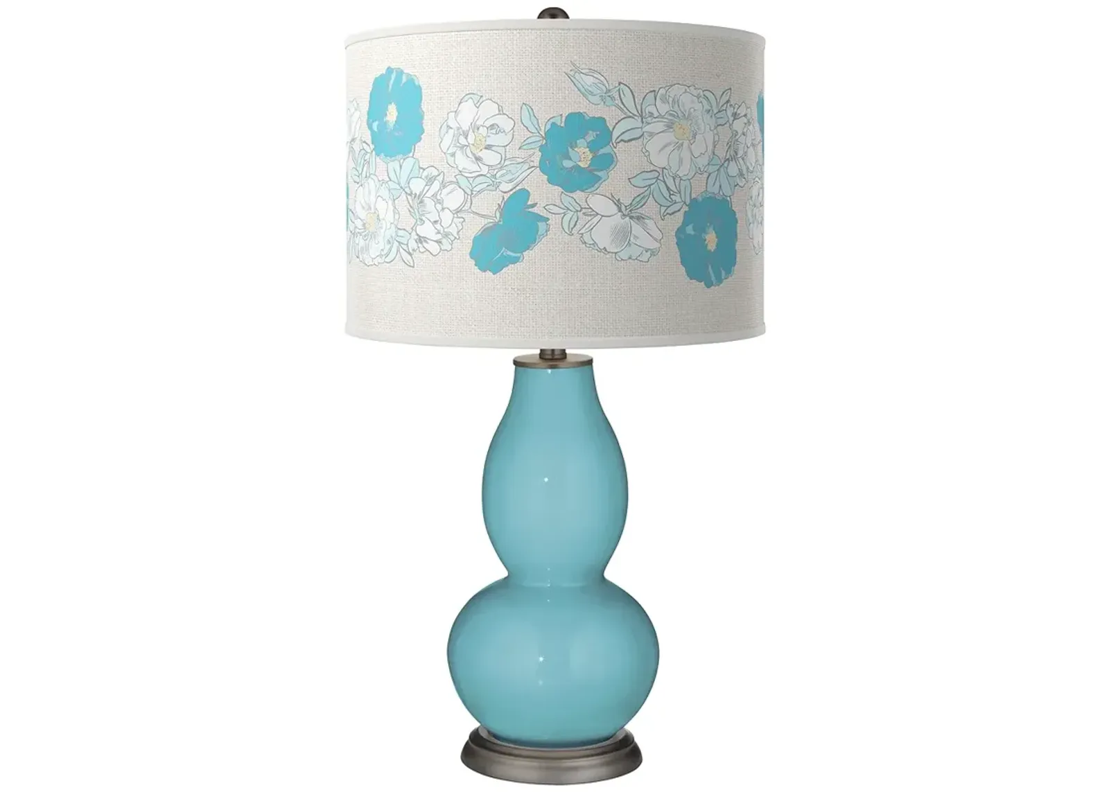 Color Plus Double Gourd 29 1/2" Rose Bouquet Nautilus Blue Table Lamp