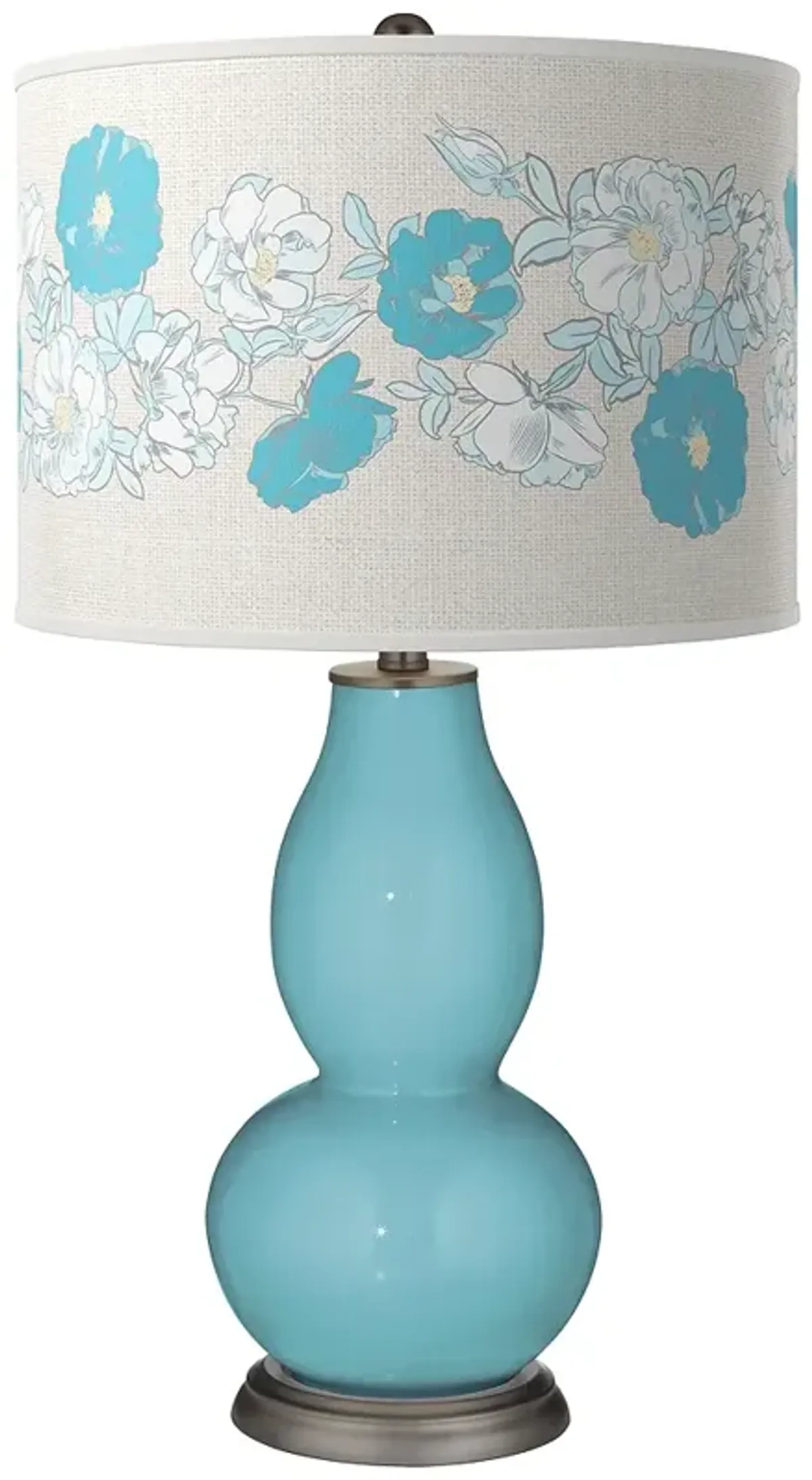 Color Plus Double Gourd 29 1/2" Rose Bouquet Nautilus Blue Table Lamp