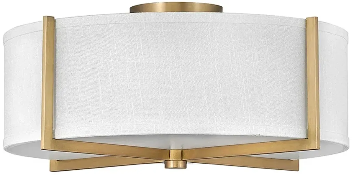 Hinkley Axis 19 1/2" Wide Brass and White Modern Drum Ceiling Light