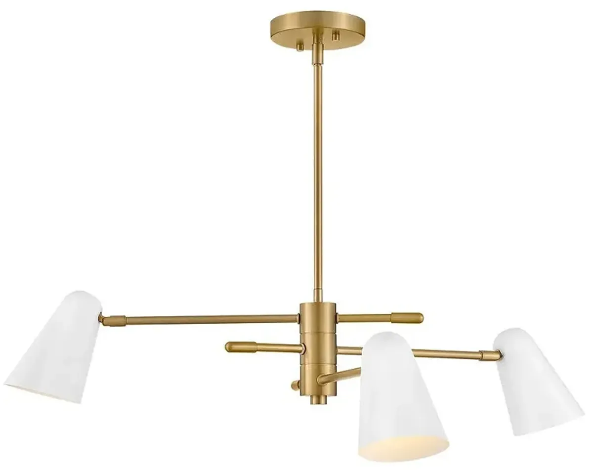 LARK BIRDIE Three Light Convertible Mobile Single Tier Lacquered Brass