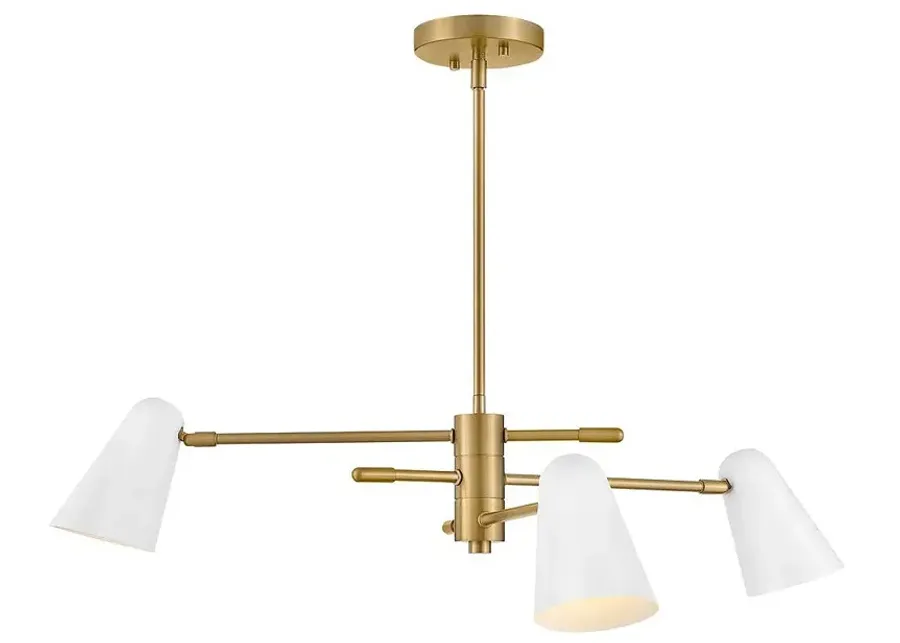 LARK BIRDIE Three Light Convertible Mobile Single Tier Lacquered Brass