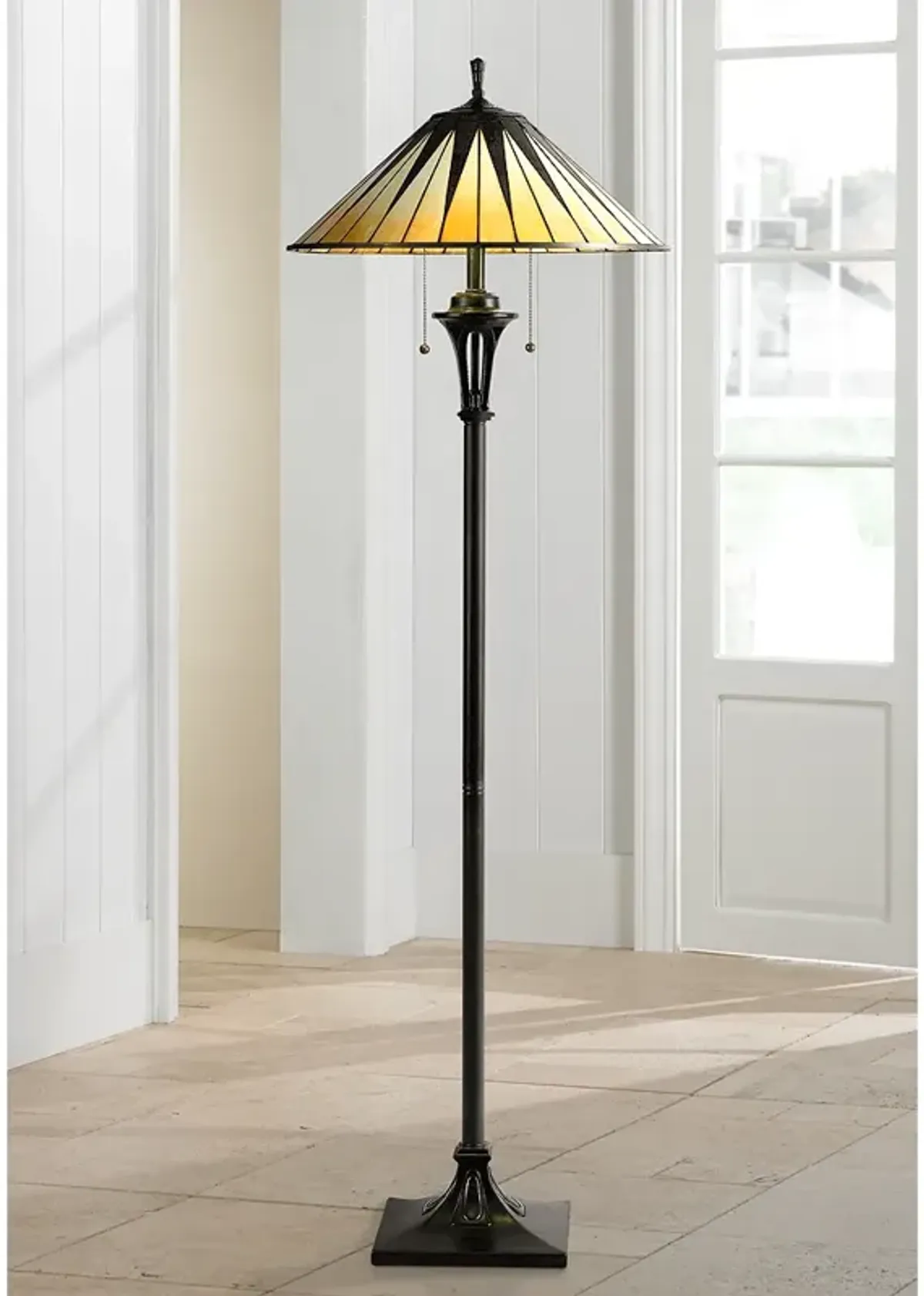 Quoizel Gotham 62" Tiffany-Style Art Glass Floor Lamp