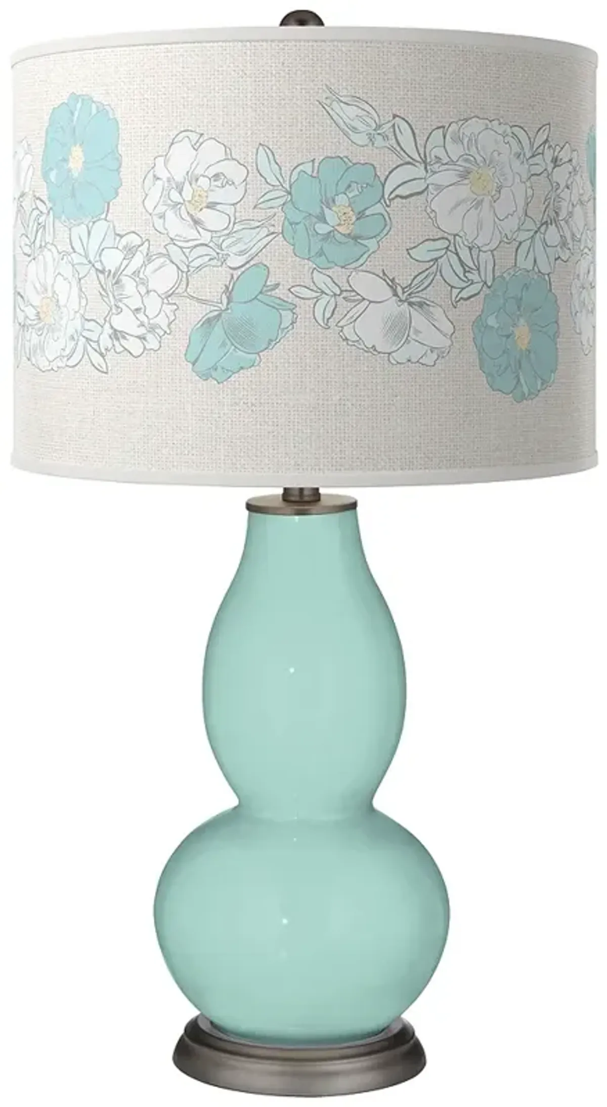 Color Plus Double Gourd 29 1/2" Rose Bouquet Cay Blue Table Lamp