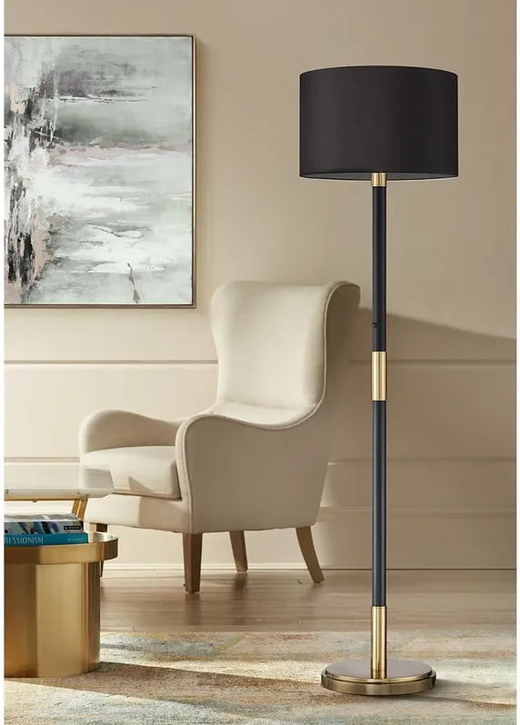 Possini Euro Cameron 72.25" High Black Shade Light Blaster Floor Lamp