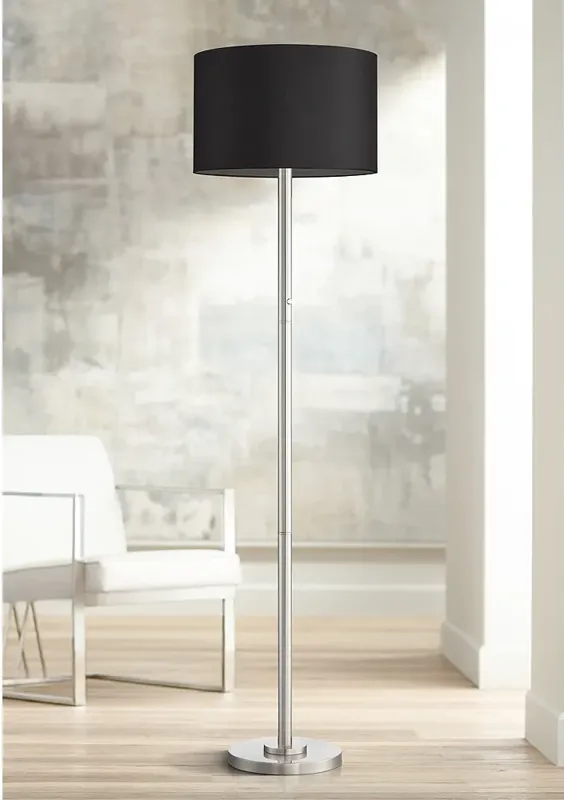 Possini Euro Meridian 72" Black Shade LED Light Blaster Floor Lamp