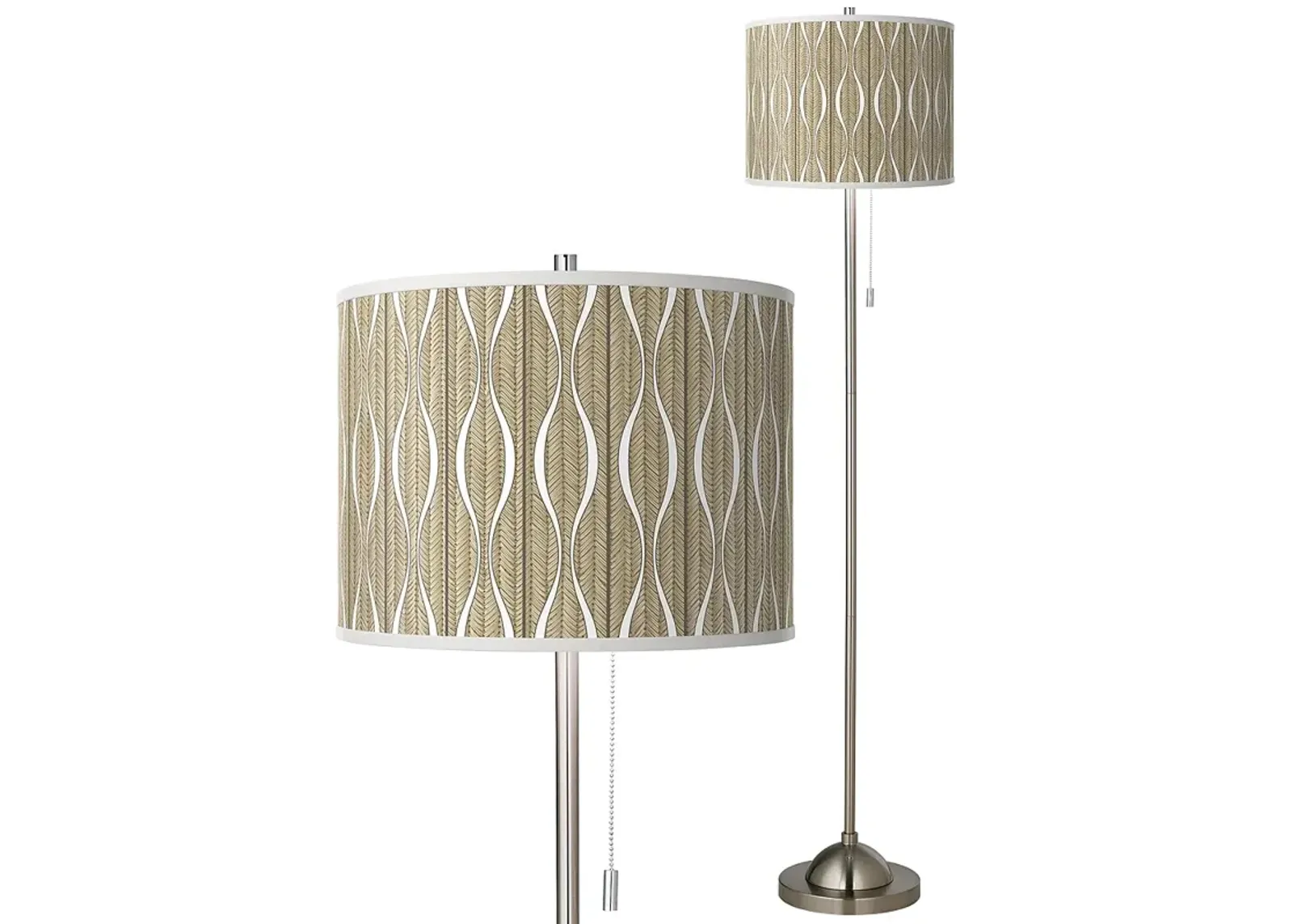 Giclee Glow 62" Swell Shade with Brushed Nickel Pull Chain Floor Lamp