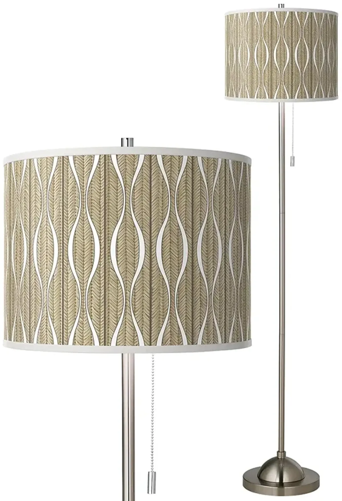 Giclee Glow 62" Swell Shade with Brushed Nickel Pull Chain Floor Lamp