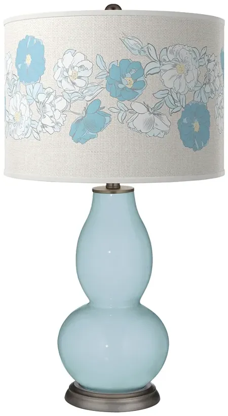Color Plus Double Gourd 29 1/2" Rose Bouquet Vast Sky Blue Table Lamp