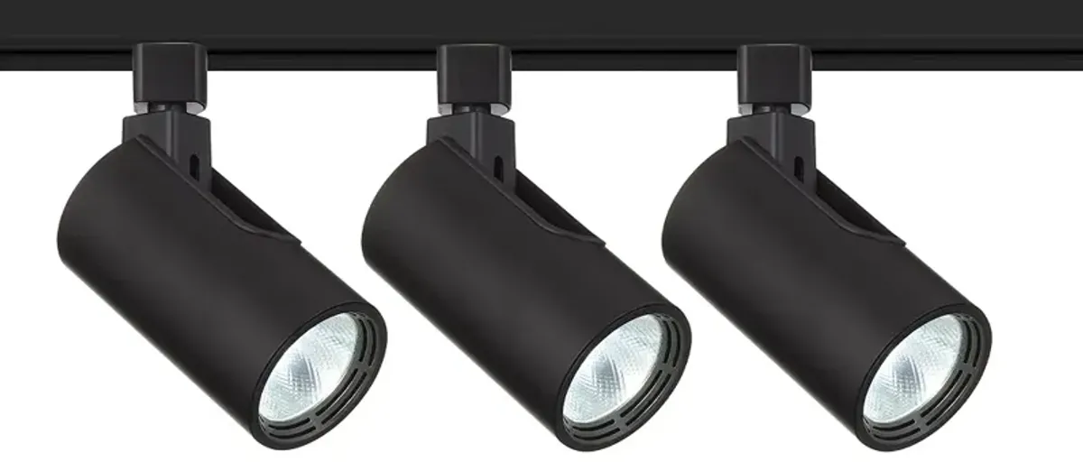 3-Light Black Cylinder 30W LED Floating Canopy Track Kit