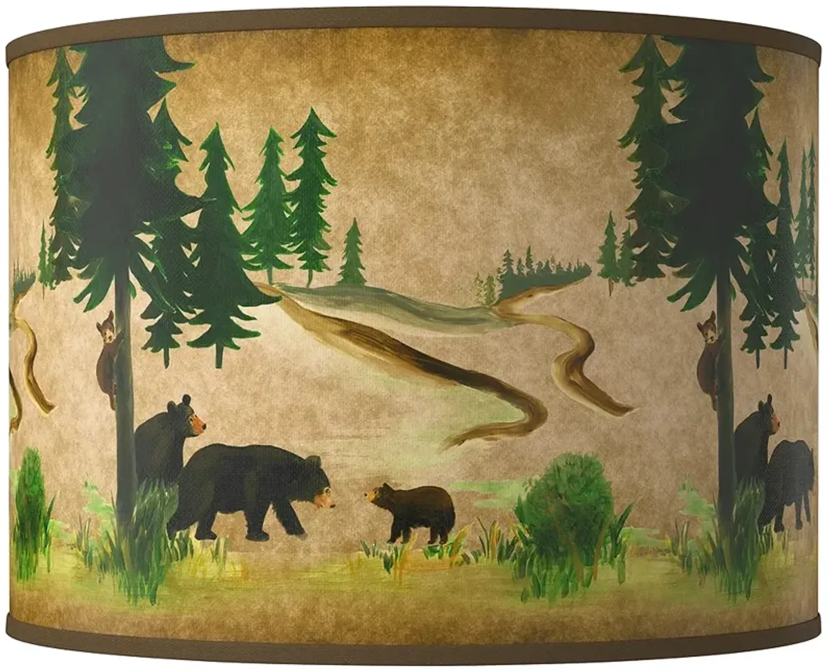 Bear Lodge Giclee Round Drum Lamp Shade 15.5x15.5x11 (Spider)