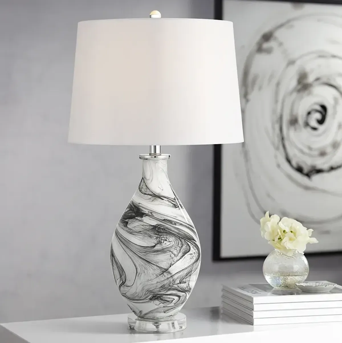 Possini Euro Marisa 27 1/2" High Gray Swirl Art Glass Table Lamp