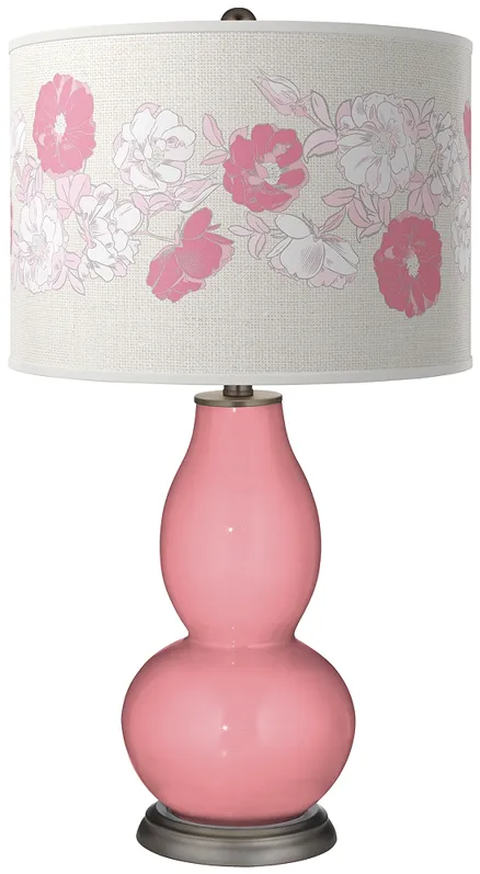 Color Plus Double Gourd 29 1/2" Rose Bouquet Haute Pink Table Lamp