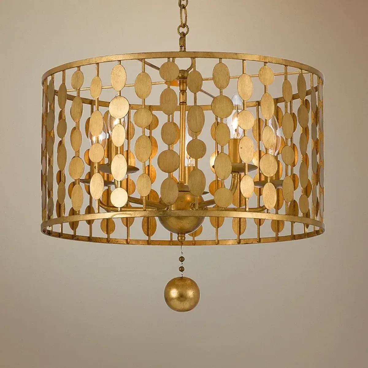 Crystorama Layla 18" Wide Antique Gold 5-Light Pendant