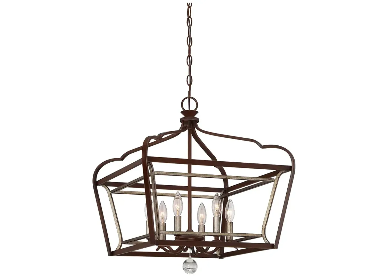 Astrapia 20"W Dark Rubbed Sienna and Silver 6-Light Pendant