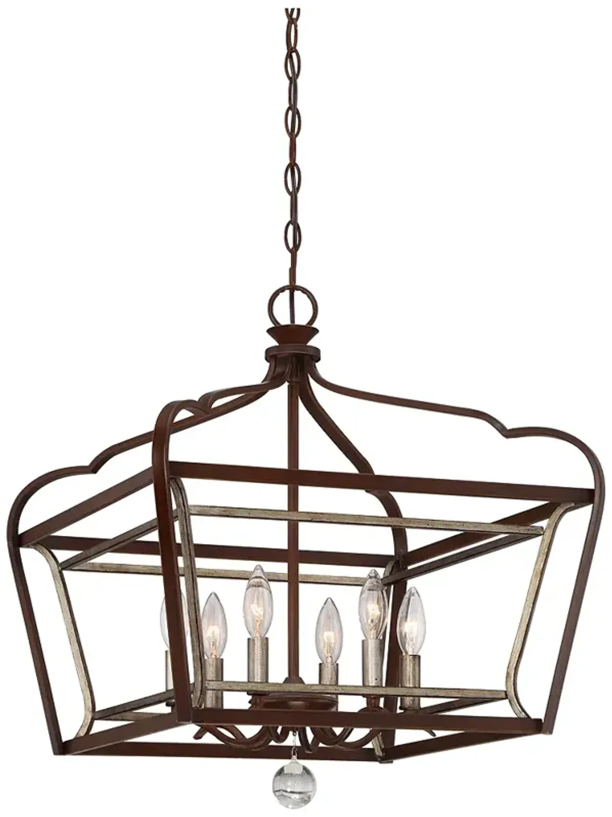 Astrapia 20"W Dark Rubbed Sienna and Silver 6-Light Pendant