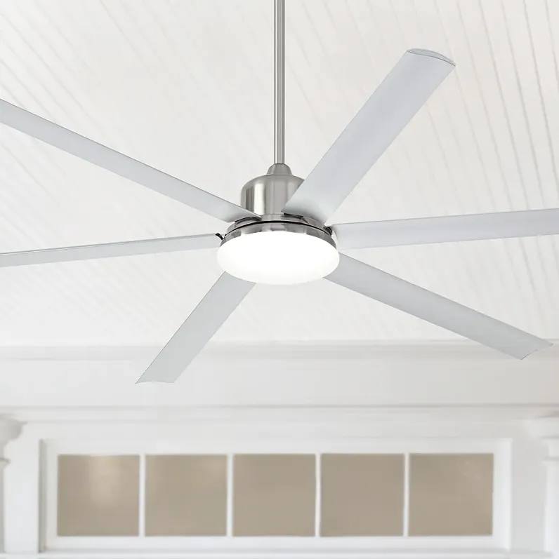 72" Casa Arcade Brushed Nickel LED Damp Rated Large Fan with Remote