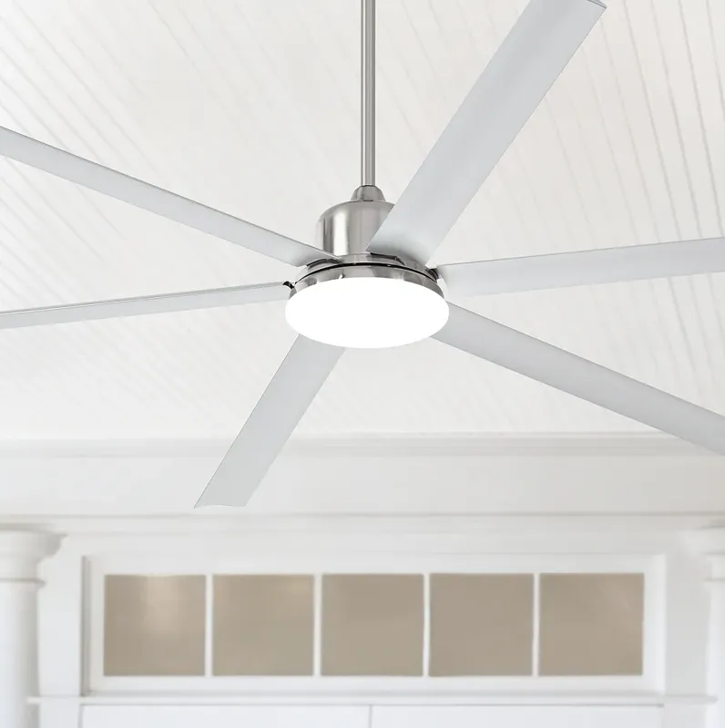 84" Casa Arcade Brushed Nickel Damp Rated LED Ceiling Fan with Remote