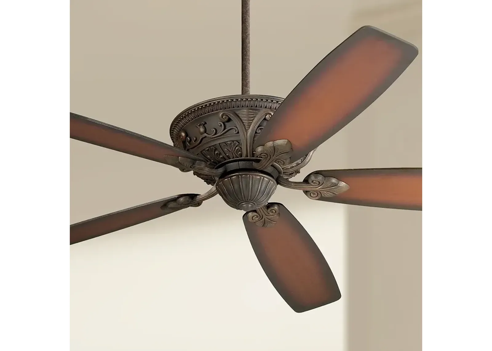 60" Casa Montego Bronze Shaded Teak Ceiling Fan with Pull Chain