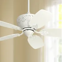 44" Casa Deville Rubbed White Ceiling Fan with Pull Chain