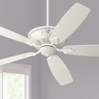 60" Casa Montego Rubbed White Ceiling Fan with Pull Chain